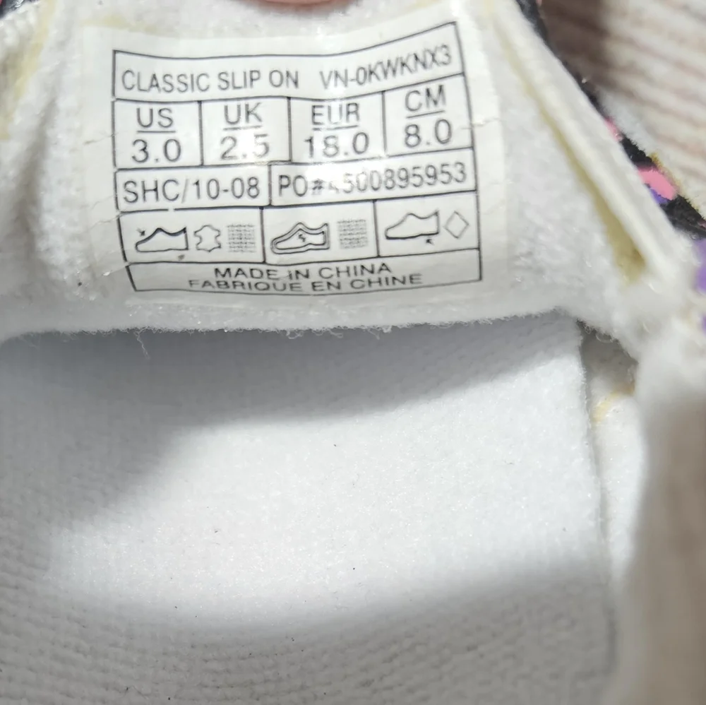 Vans pink and purple stars and cats baby crib slip on shoes